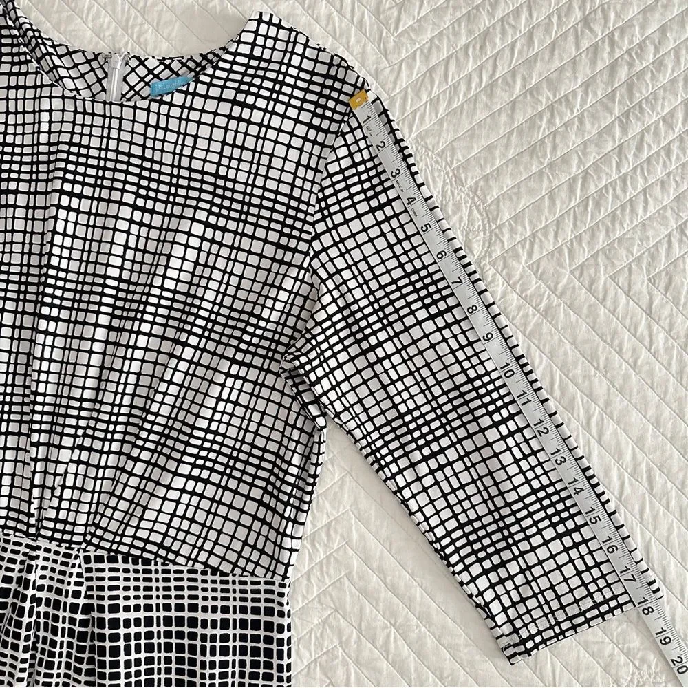 J. McLaughlin Catalina Cloth Mia Dress Black White Mod Matrix Women’s XL - Picture 7 of 10